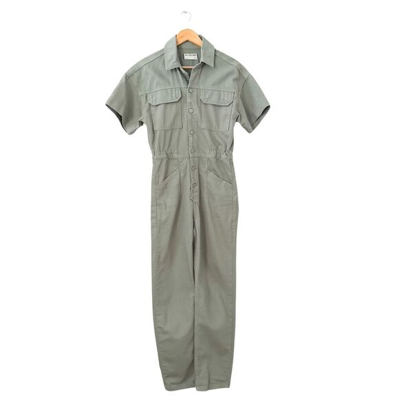 Free People We The Free Marci Jumpsuit Coveralls Army Green XS Denim Utility - Picture 2 of 11